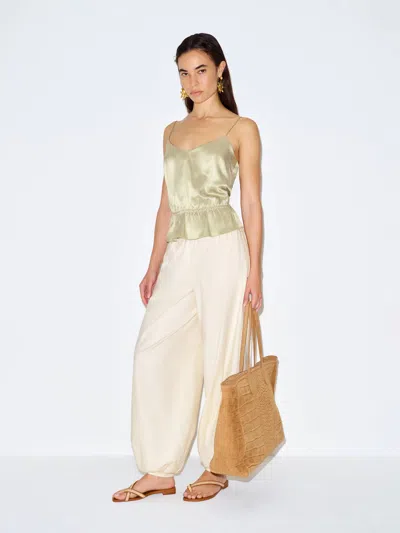 Reformation Fiorenzo Silk Top Green Xs In Multi