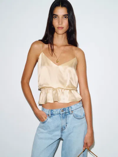 Reformation Fiorenzo Silk Top Ivory Xs In Animal Print