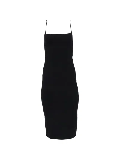 Pre-owned Reformation Fitted Midi Dress In Black