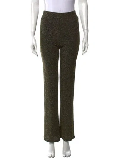 Pre-owned Reformation Flared Pants In Black/gold
