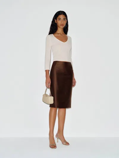 Reformation Fleur Skirt Brown 12
