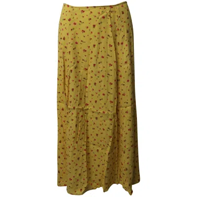Reformation Floral Flowy Midi Skirt In Yellow Viscose