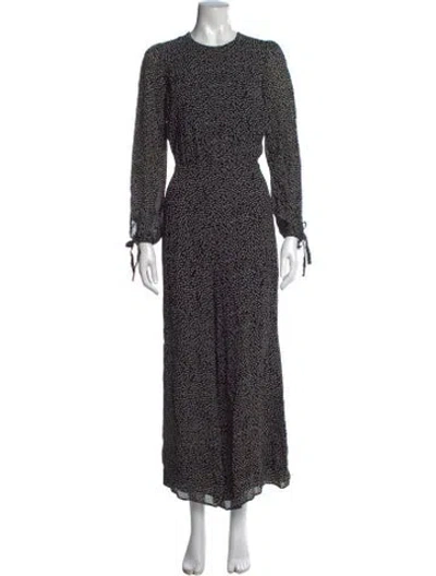 Pre-owned Reformation Floral Print Crew Neck Jumpsuit In Black