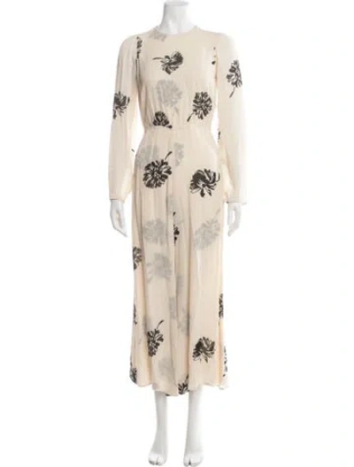 Pre-owned Reformation Floral Print Crew Neck Jumpsuit In Neutral