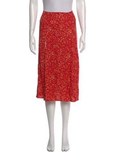 Pre-owned Reformation Floral Print Knee-length Skirt In Red