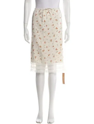 Pre-owned Reformation Floral Print Knee-length Skirt W/ Tags In Neutral