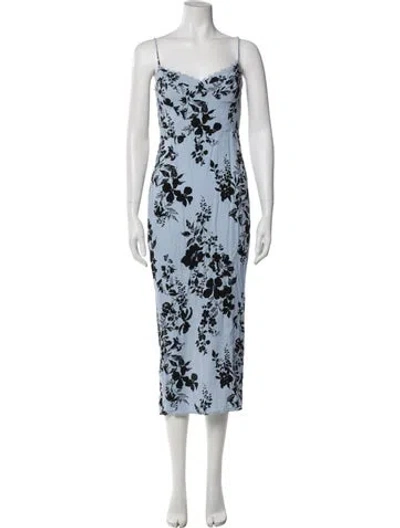 Pre-owned Reformation Floral Print Long Dress In Blue