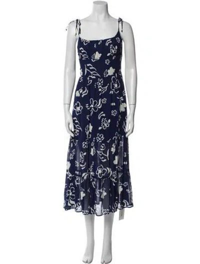 Pre-owned Reformation Floral Print Long Dress In Blue