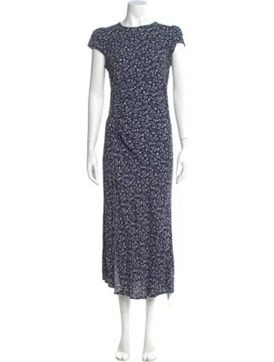 Pre-owned Reformation Floral Print Long Dress In Blue