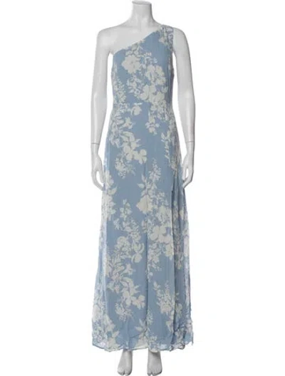 Pre-owned Reformation Floral Print Long Dress In Blue