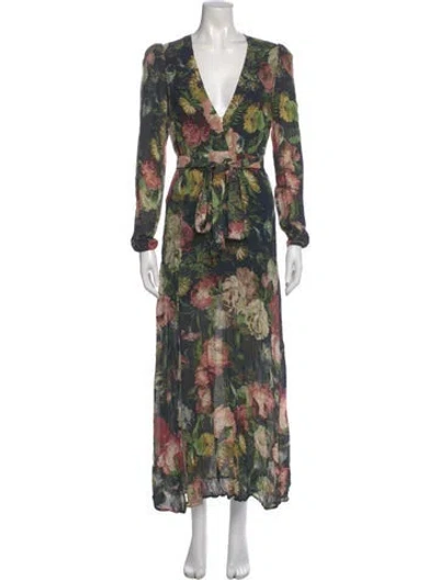 Pre-owned Reformation Floral Print Long Dress In Multi