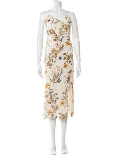 Pre-owned Reformation Floral Print Long Dress In Neutral