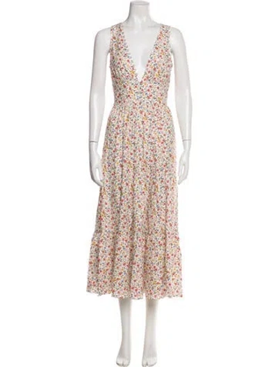 Pre-owned Reformation Floral Print Long Dress In Neutral