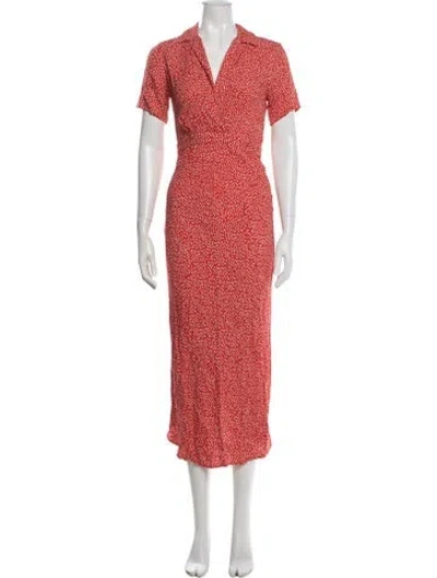 Pre-owned Reformation Floral Print Long Dress In Red