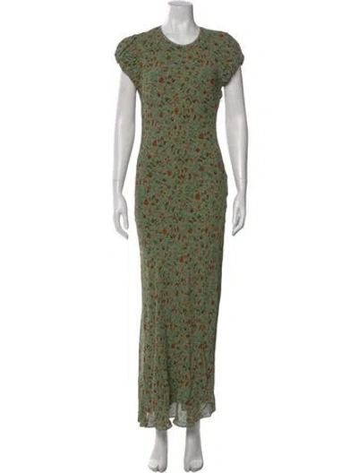 Pre-owned Reformation Floral Print Long Dress W/ Tags In Green