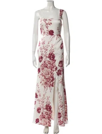 Pre-owned Reformation Floral Print Long Dress W/ Tags In White