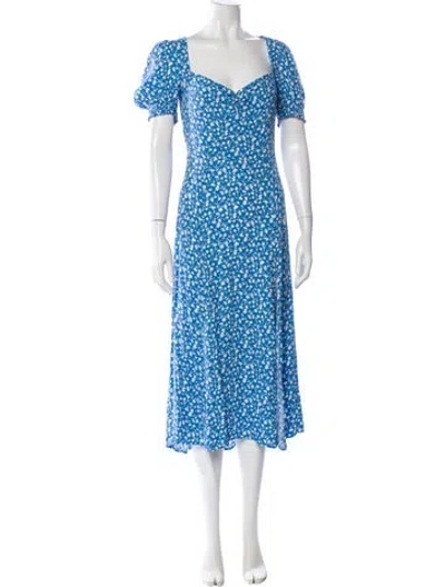 Pre-owned Reformation Floral Print Long Dress In White