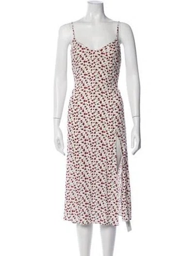 Pre-owned Reformation Floral Print Long Dress In White
