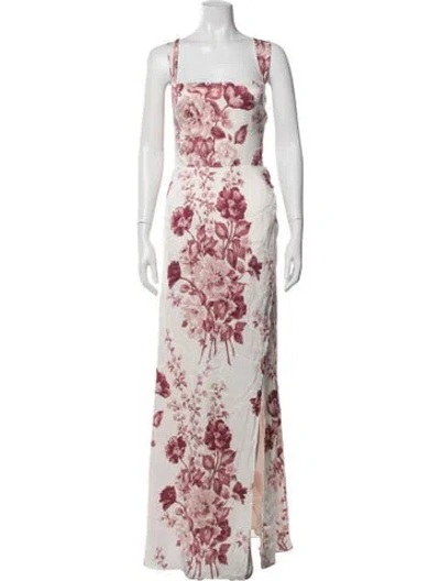 Pre-owned Reformation Floral Print Long Dress In White