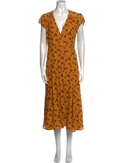Pre-owned Reformation Floral Print Long Dress In Yellow