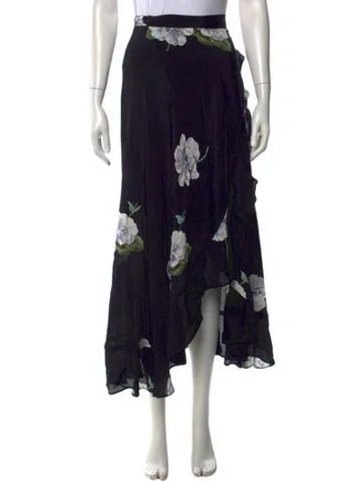 Pre-owned Reformation Floral Print Long Skirt In Black