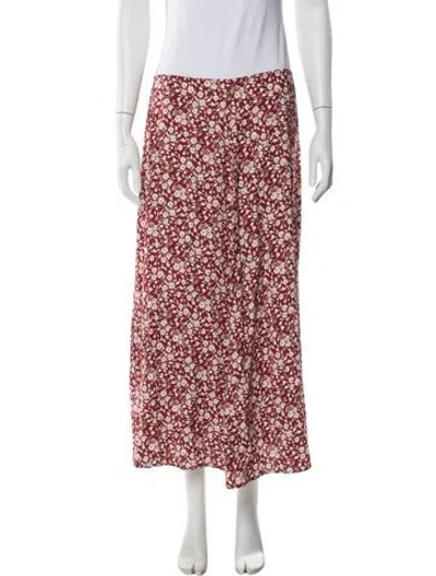 Pre-owned Reformation Floral Print Long Skirt In Red
