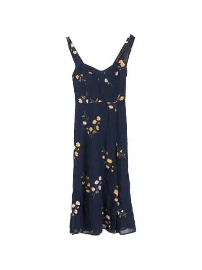 Pre-owned Reformation Floral-print Midi Dress In Blue