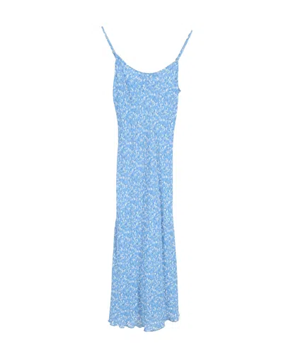 Reformation Floral Print Midi Dress In Blue Viscose