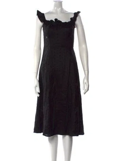 Pre-owned Reformation Floral Print Midi Length Dress In Black