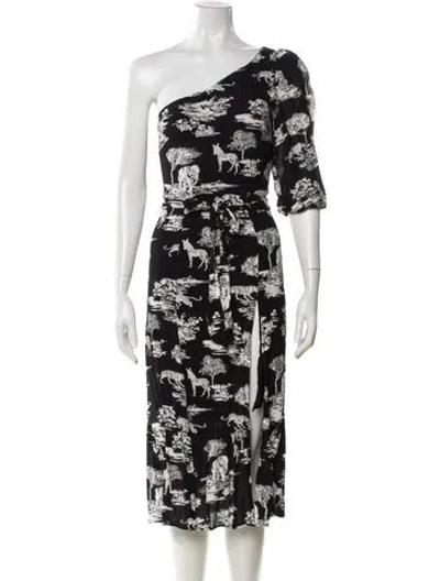 Pre-owned Reformation Floral Print Midi Length Dress In Black