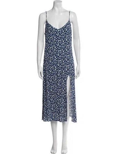 Pre-owned Reformation Floral Print Midi Length Dress In Blue