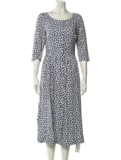Pre-owned Reformation Floral Print Midi Length Dress In Blue
