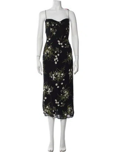 Pre-owned Reformation Floral Print Midi Length Dress In Blue