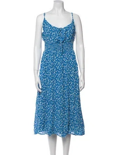 Pre-owned Reformation Floral Print Midi Length Dress In Blue