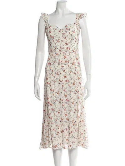 Pre-owned Reformation Floral Print Midi Length Dress In Blue