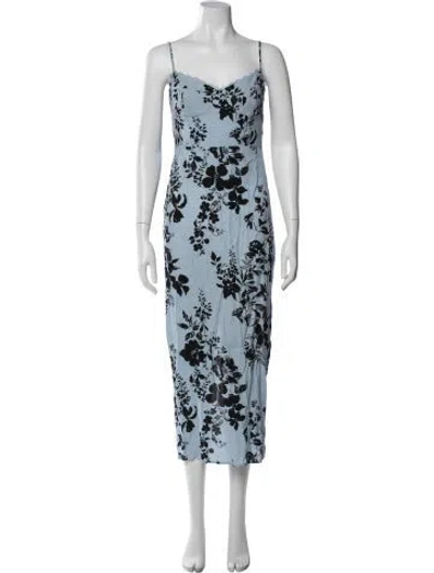 Pre-owned Reformation Floral Print Midi Length Dress In Blue