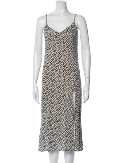 Pre-owned Reformation Floral Print Midi Length Dress In Blue
