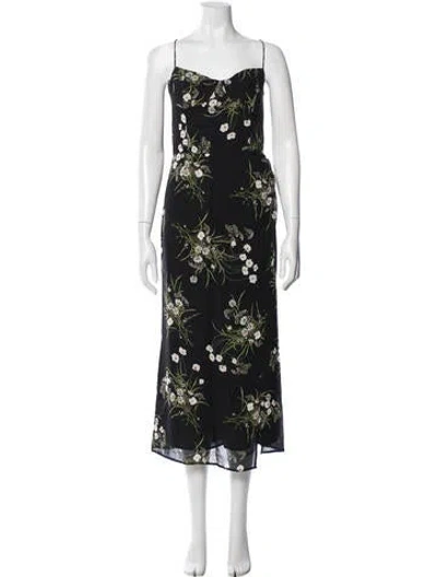 Pre-owned Reformation Floral Print Midi Length Dress In Blue