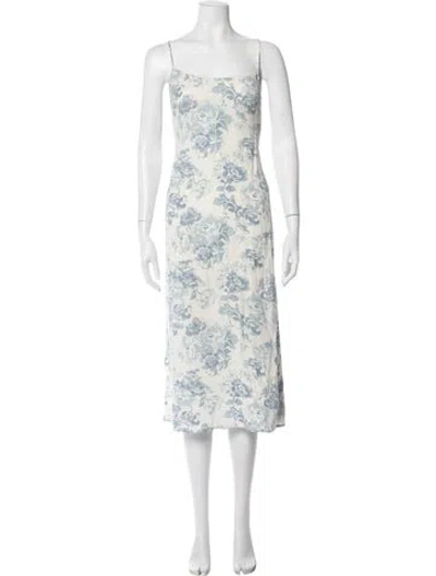Pre-owned Reformation Floral Print Midi Length Dress In Blue