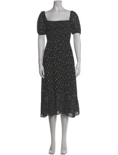 Pre-owned Reformation Floral Print Midi Length Dress In Gray