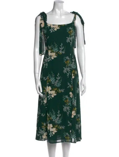 Pre-owned Reformation Floral Print Midi Length Dress In Green