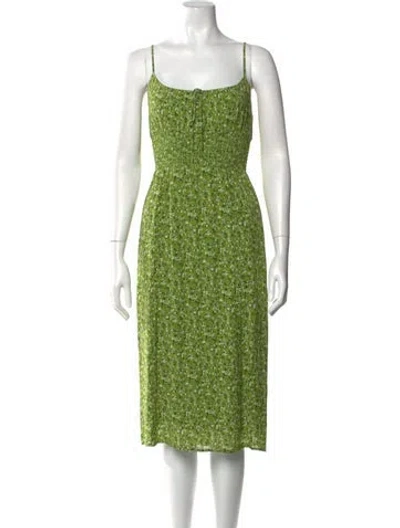 Pre-owned Reformation Floral Print Midi Length Dress In Green