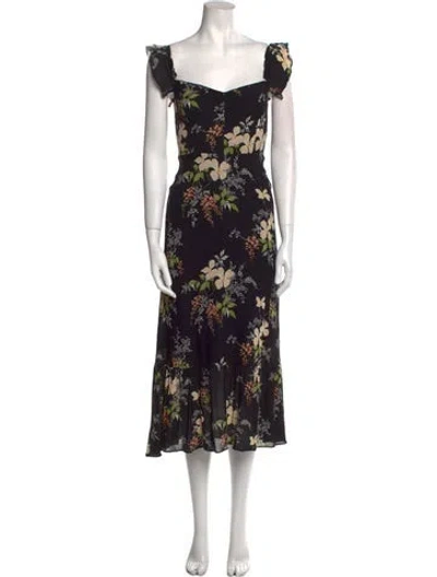 Pre-owned Reformation Floral Print Midi Length Dress In Multi