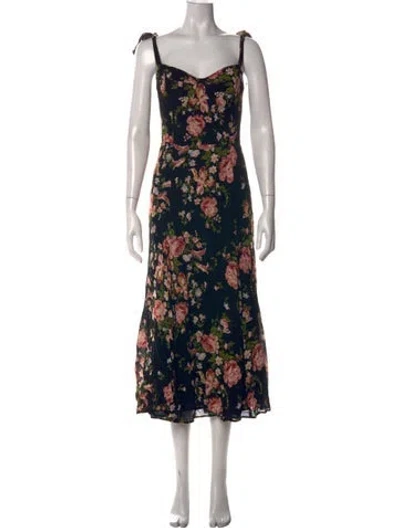 Pre-owned Reformation Floral Print Midi Length Dress In Multi