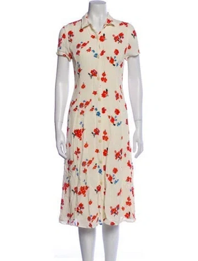 Pre-owned Reformation Floral Print Midi Length Dress In Neutral