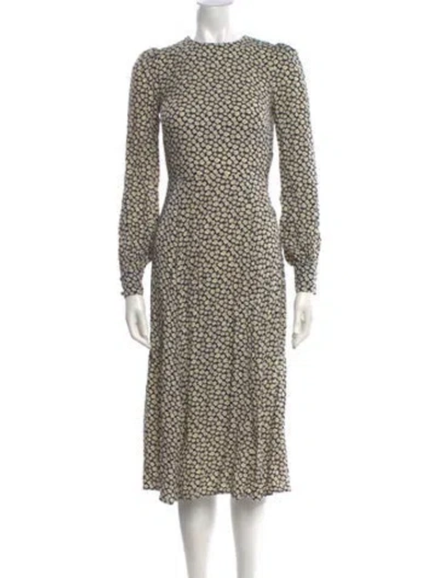 Pre-owned Reformation Floral Print Midi Length Dress In Neutral