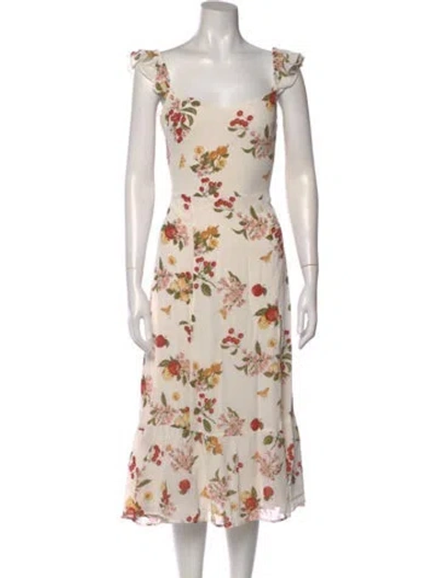 Pre-owned Reformation Floral Print Midi Length Dress In Neutral