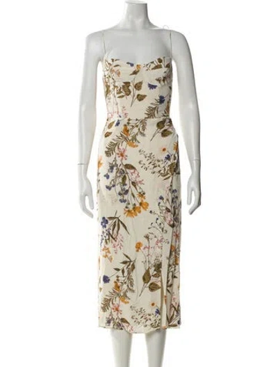 Pre-owned Reformation Floral Print Midi Length Dress In Neutral
