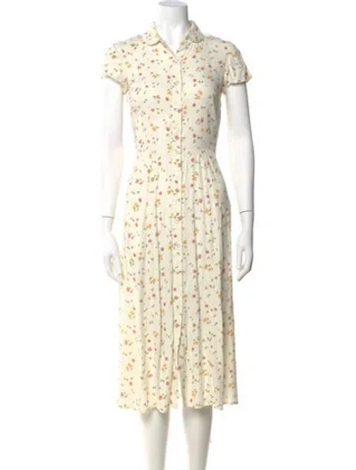 Pre-owned Reformation Floral Print Midi Length Dress In Neutral