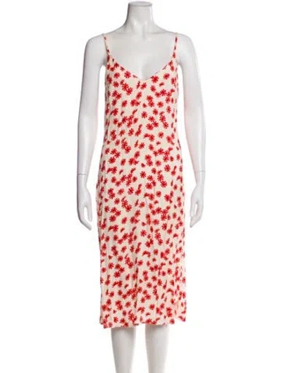 Pre-owned Reformation Floral Print Midi Length Dress In Neutral
